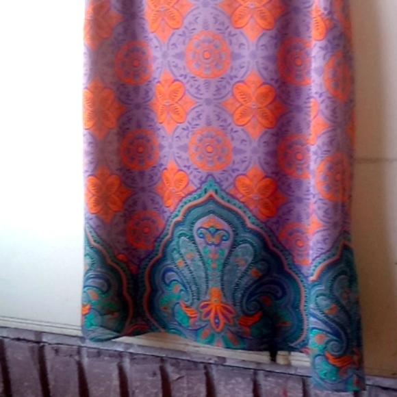 CABI arabesque orange Blue Brown Moroccan print spaghetti strap blouse cami XS - Picture 5 of 12